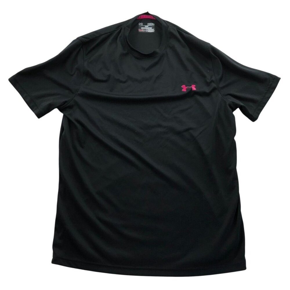 Under Armour Men T-Shirt Medium Black HeatGear Loose Fit Short Sleeve Active Top